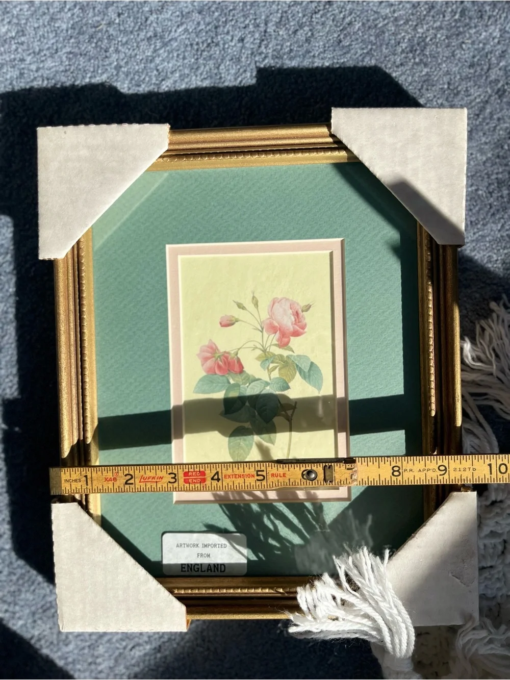 Gold Framed Pink Rose Botanical Wall Art  illustration by Pierre-Joseph Redout